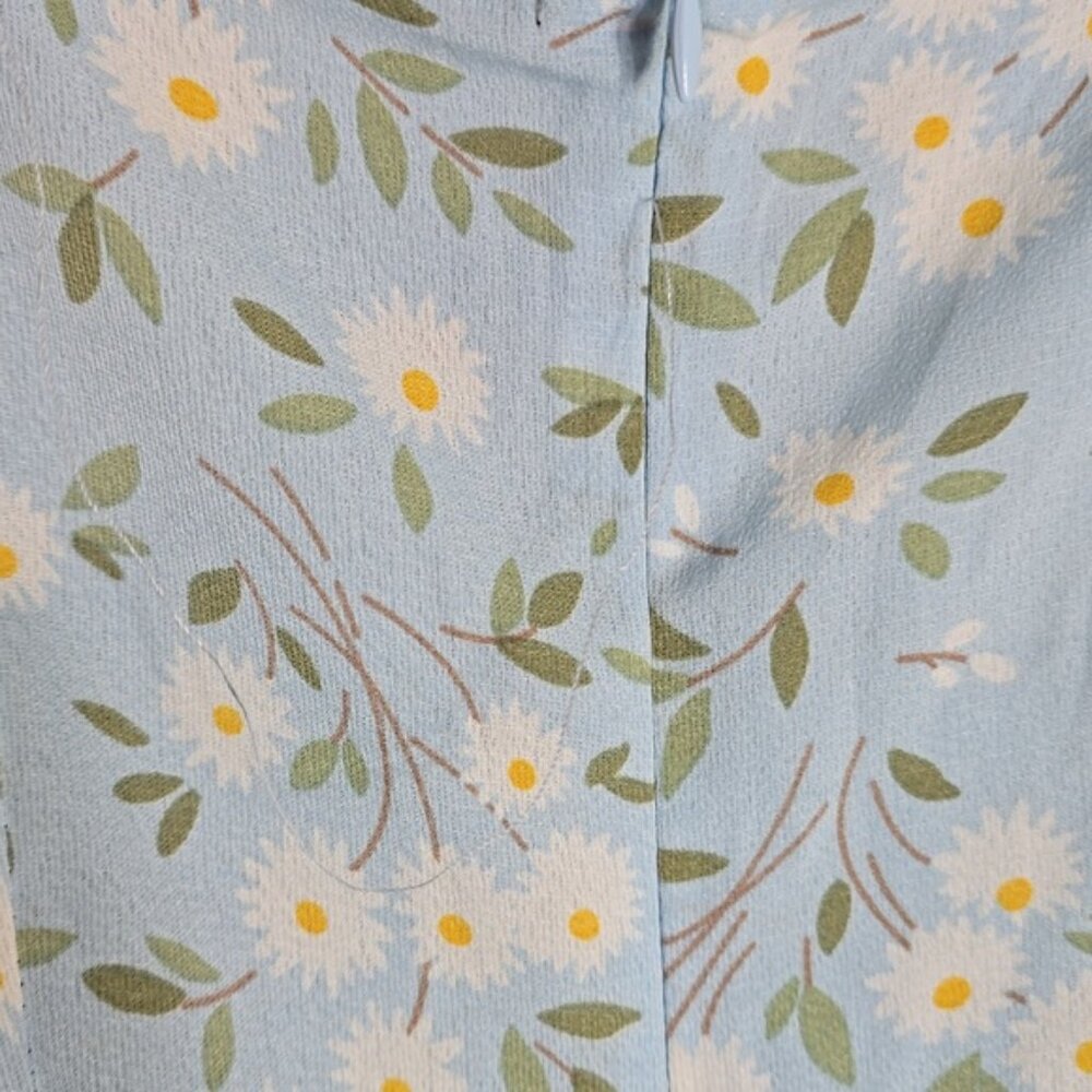 Nasty Gal Blue White Floral Daisies Short Sleeve Lined Sheer Cinch Mini Dress - Picture 9 of 9